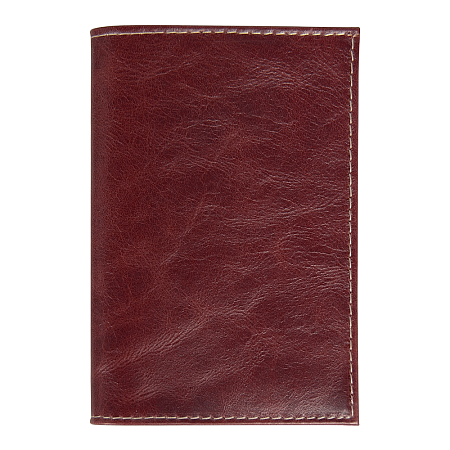 Обложка для автодокументов Leather Sky Matt из натуральной кожи, бордовая с белой прострочкой