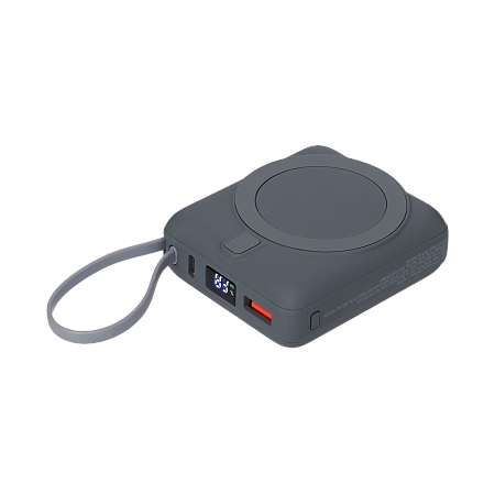 Внешний аккумулятор с подсветкой Риттер PD (Ritter PD) 10000mAh с функцией беспроводной зарядки 15W, серый