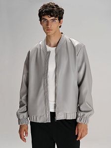 Бомбер из искусственной кожи Univer, серый, размер XL/2XL
