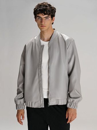 Бомбер из искусственной кожи Univer, серый, размер XL/2XL