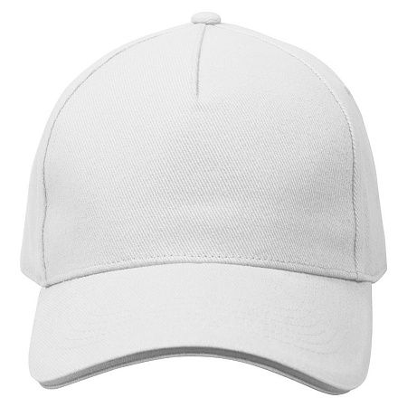 Кепка 5-панельная Greenwich 350, c белым сендвичем, белая