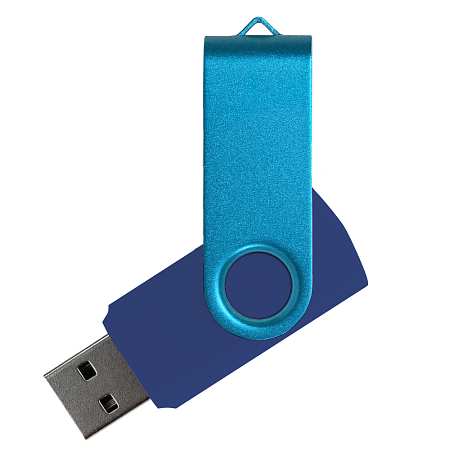Флеш накопитель USB 2.0 Twister Сolor Mix 16GB, пластик Софт Тач/металл, темно-синий/голубой