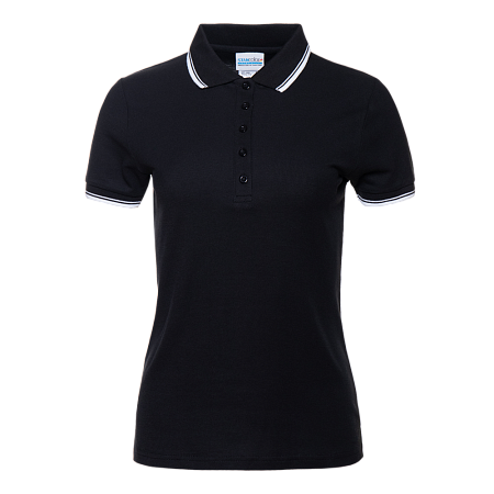 Рубашка поло женская STAN с окантовкой хлопок/полиэстер 185, 04BK, Чёрный,  (20)  (42/XS)