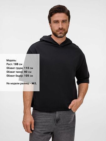 Футболка оверсайз унисекс с капюшоном Neofit, черная, размер M/L