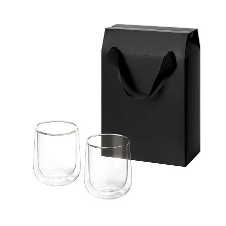 Подарочный набор 2 стеклянных стакана Лунго (Lungo) в коробке-пакете
