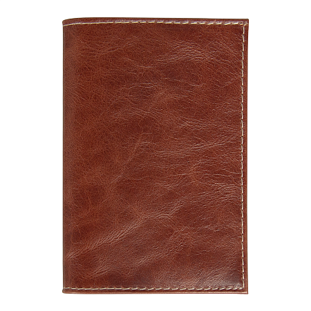 Обложка для автодокументов Leather Sky Matt из натуральной кожи, коричневая с белой прострочкой