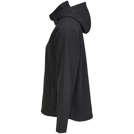 Куртка софтшелл с капюшоном женская Race Women, черная, размер 3XL