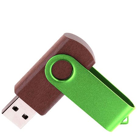 Флешка TWIST WOOD COLOR Темное дерево с салатовым 4014.32.15.16ГБ