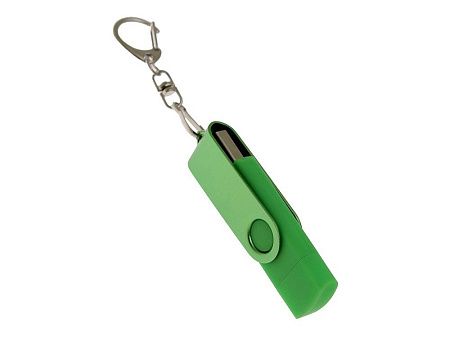 USB 2.0- флешка на 32 Гб с поворотным механизмом и дополнительным разъемом Type-C
