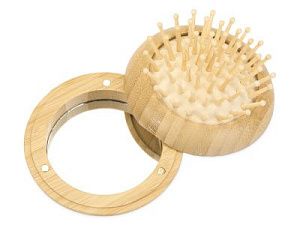 Расческа с зеркалом «Daisy» из бамбука, цвет: натуральный