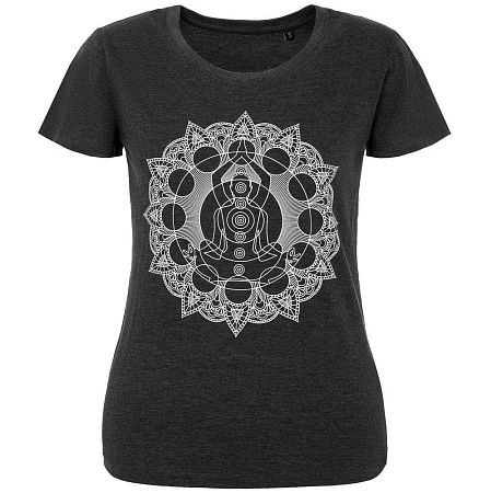 Футболка женская Chakraday, черный меланж, размер S