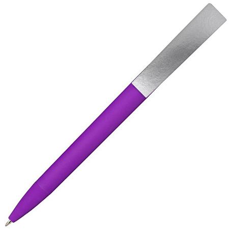 Ручка шариковая, пластик софт-тач, Zorro Color Mix фиолетовая/серебристая