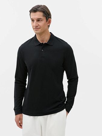 Рубашка поло мужская с длинным рукавом Perfect LSL Men, черная, размер S