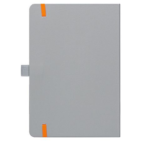 Блокнот Alfa Polo Line А5 в линейку матовый, серый, в твердой обложке с оранжевой резинкой и петлей для ручки