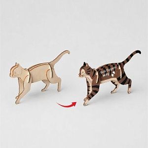 Деревянный 3d пазл «Котик», цвет: натуральный