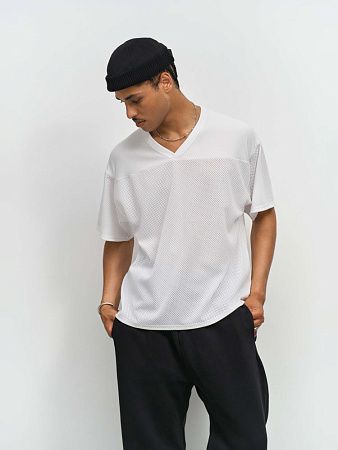 Футболка унисекс Nino с V-образным вырезом, белая, размер M