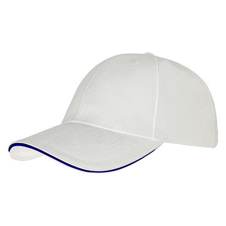 Кепка 6-панельная Rodeo 350, c синим сендвичем, белая