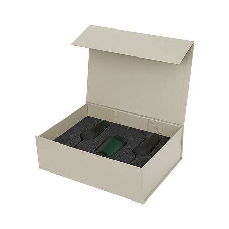 Подарочный набор свеча Enigma + 2 бокала для шампанского Emerald в серой коробке