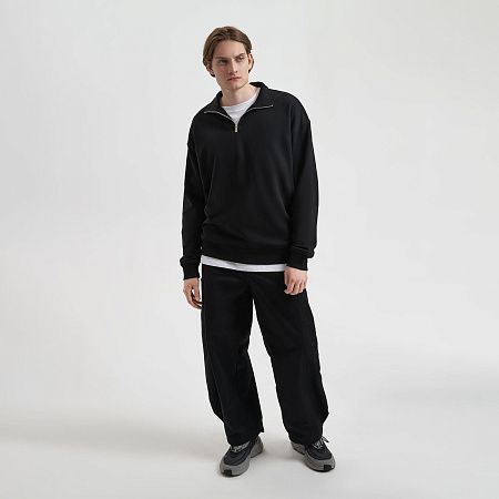 Толстовка на молнии унисекс FLOW, черная, размер XS/S