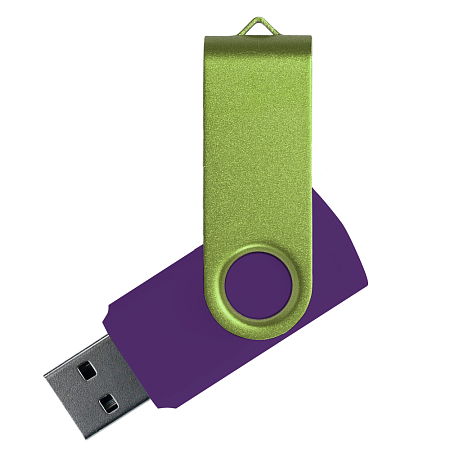 Флеш накопитель USB 2.0 Twister Сolor Mix 16GB, пластик Софт Тач/металл, фиолетовый/светло-зеленый