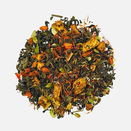 Чай «Сокочай», зеленый с соком ананаса, облепихой, толокнянкой и сафлором