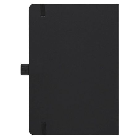 Блокнот Alfa Polo Line А5 в линейку матовый, черный, в твердой обложке с черной резинкой и петлей для ручки