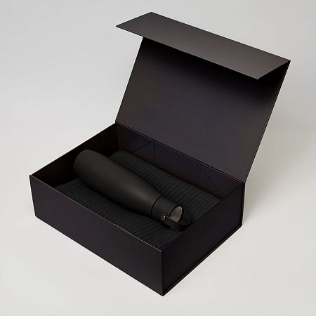 Подарочный набор Bosca, Forges, черный (термобутылка, шарф)