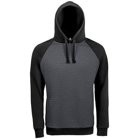 Толстовка унисекс Seattle, темный меланж с черным, размер XS