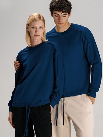 Свитшот оверсайз унисекс Vozduh, темно-синий, размер M/L