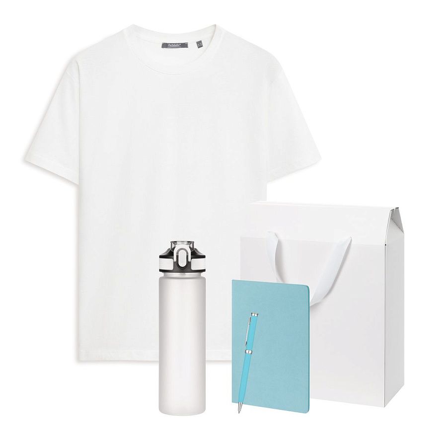 Набор с одеждой KRIS (футболка, бутылка, блокнот, ручка), голубой, XL