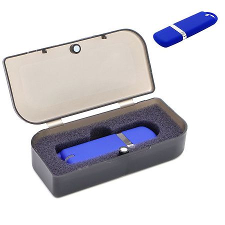 Флешка Shape с покрытием Софт Тач в футляре, синий