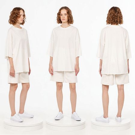 Футболка унисекс оверсайз T1, молочно-белая, размер M/L