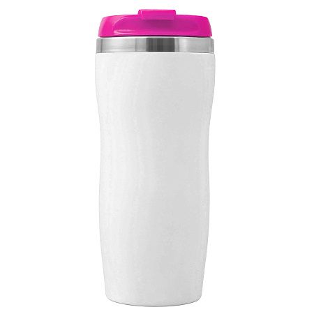 Термокружка SLIM WHITE 350мл. Белая с розовой крышкой 6032.10