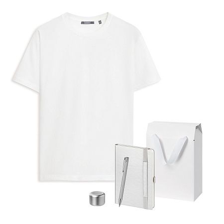 Набор с одеждой KRIS (футболка, колонка, ежедневник, ручка), серебряный, S