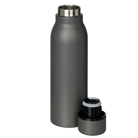 Термобутылка вакуумная герметичная Sorento, серая, зернистое покрытие