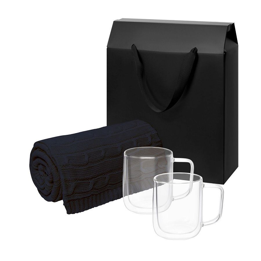 Подарочный набор Viora, Fado в черной коробке-пакете (2 кружки+плед)