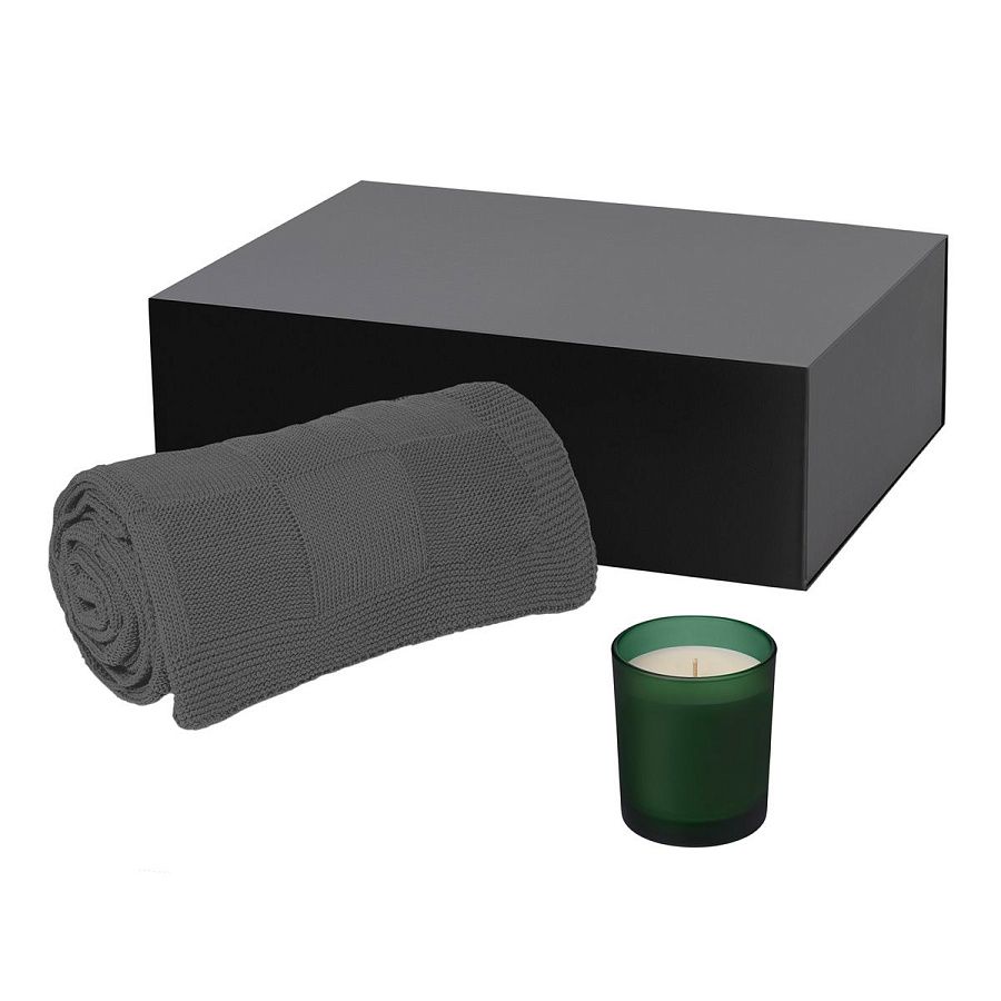 Подарочный набор Энигма (Enigma), Селла (Cella), зеленый (свеча, плед)