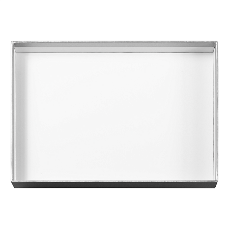 Коробка подарочная, размер 24*17,5*3 см, Solution Superior Linen, серебристая, бежевый ложемент под индивидуальную вырубку