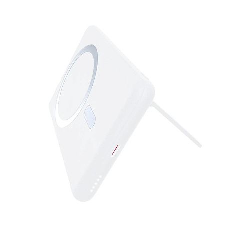 Магнитный внешний аккумулятор Slims с беспроводной зарядкой (15W), 5000 Mah, белый