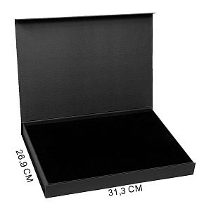 Коробка подарочная Solution Prestige Yota Fabrique, размер 31,3*26,9*3,7 см,  с магнитным клапаном, под индивидуальную вырубку,  с черным ложементом, черная
