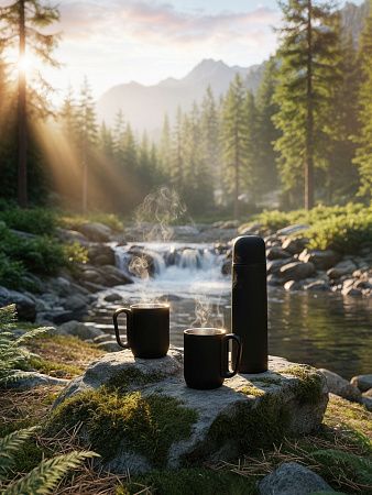 Набор "Гейзер" (термос, 2 кружки), покрытие soft touch