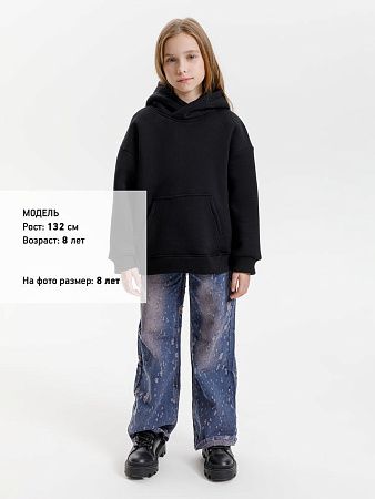 Худи детское оверсайз Junipero, черное, размер 8 лет (122-128 см)