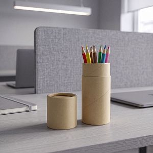 Цветные карандаши в тубусе, цвет: бежевый