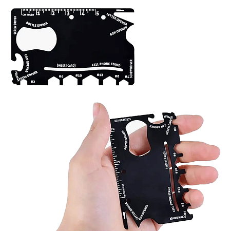 Мультитул Tools Capture в виде карточки, стальной, в чехле из кожзама, черный