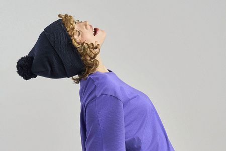 Шапка вязаная  двойная Wind-S с помпоном