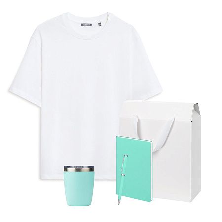 Набор с одеждой RUST (футболка, термокружка, ежедневник, ручка), мятный/аква, XS/S