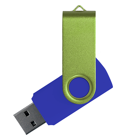 Флеш накопитель USB 2.0 Twister Сolor Mix 16GB, пластик Софт Тач/металл, синий/светло-зеленый