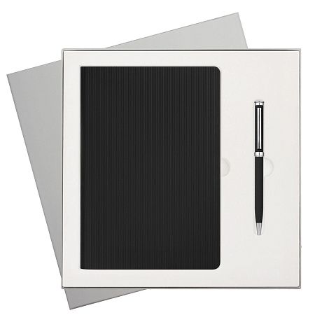 Подарочный набор Rain, черный (ежедневник, ручка)