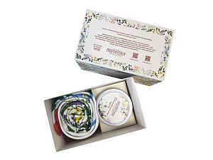 Набор: платок «Русский полевой букет» и свеча «Цветы и травы»