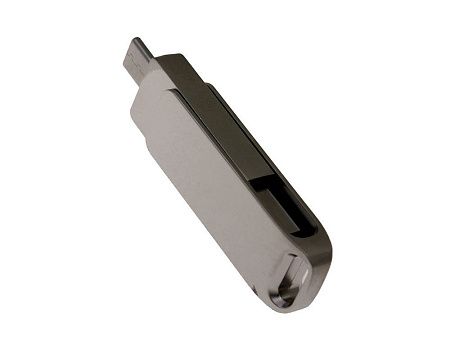 USB 2.0- флешка на 128 Гб с поворотным механизмом и дополнительным разъемом Type-C